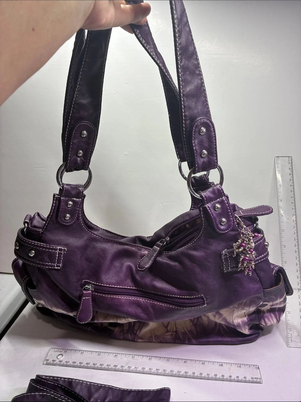 Angel Kiss 2 Top Zipper, Multi pocket Handbag Purse, Adjustable Straps - Picture 7 of 14